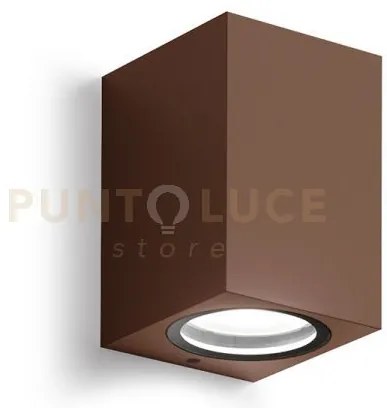 Ges912- applique ruggine 1 luce attacco gu10 ip44 6,8x10cm quadrato