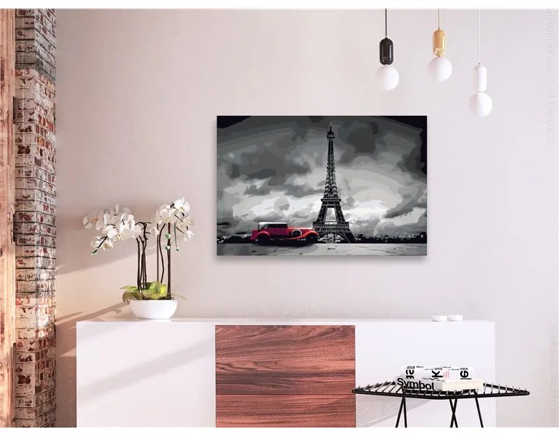 Quadro fai da te  Parigi (limousine rossa)  Colore Rosso, Dimensioni e Misure 60x40