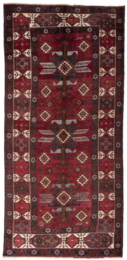 Turkmen Tappeto 320 x 150 Rosso (Iran) Annodato A Mano