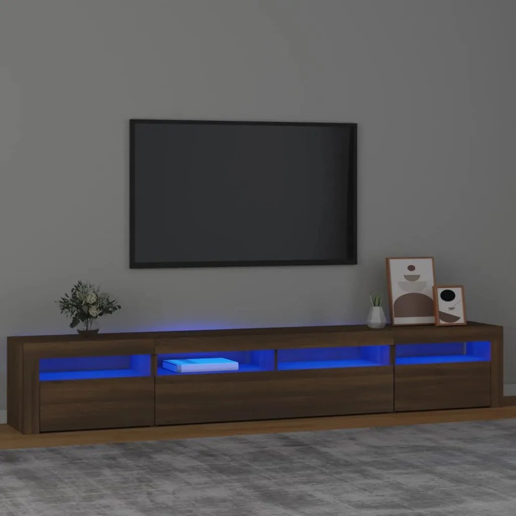 Mobile Porta Tv Con Luci Led Rovere Marrone 240x35x40 Cm /