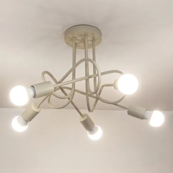 Lampadario a plafone OXFORD 5xE27/15W/230V crema