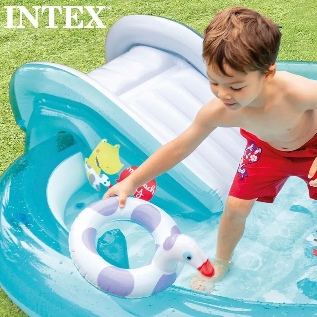 Piscina Gonfiabile per Bambini Intex Coccodrillo Parco giochi 201 x 84 x 17 cm (3 Unità)