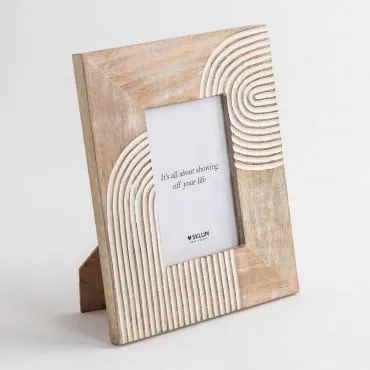 Portafoto in legno di mango Seroto Legno Bianco Vintage - Sklum