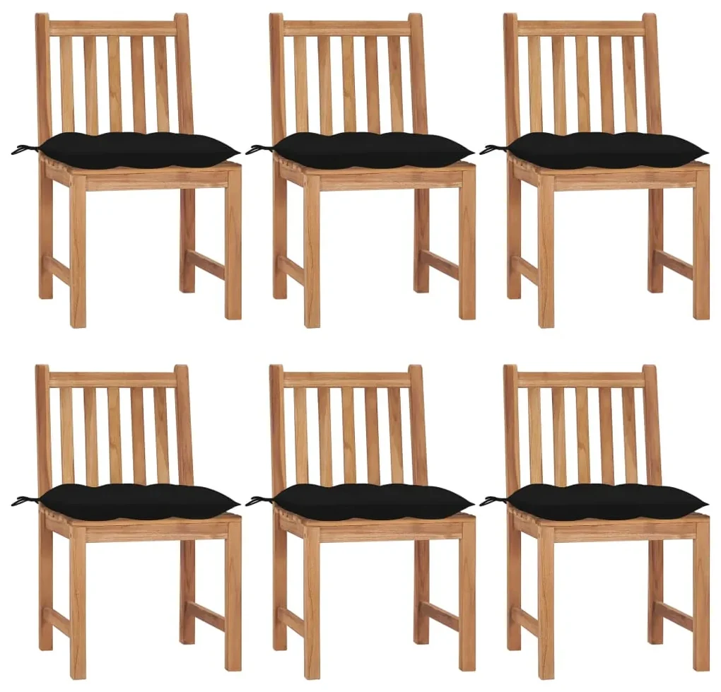Sedie da giardino 6 pz con cuscini in legno massello di teak