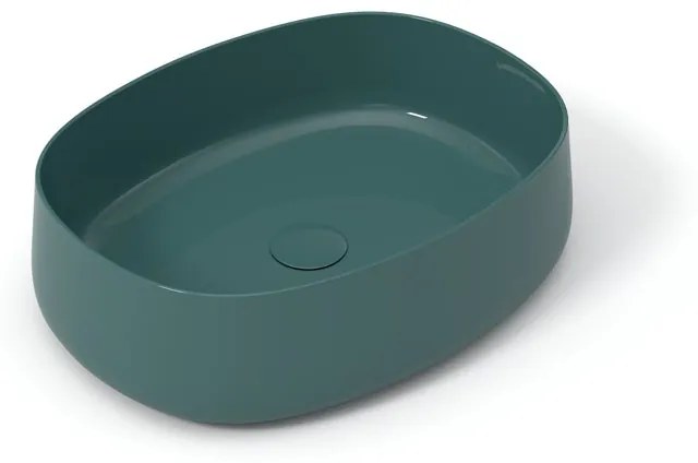 Lavabo da appoggio OLYMPIA CERAMICA ovale in ceramica L 50 x H 15 x P 40 cm verde piletta non inclusa