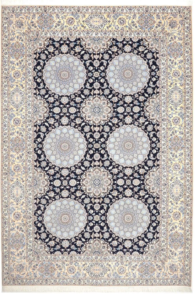 Nain Tappeto persiano 320 x 220 Blu (Iran) Annodato A Mano