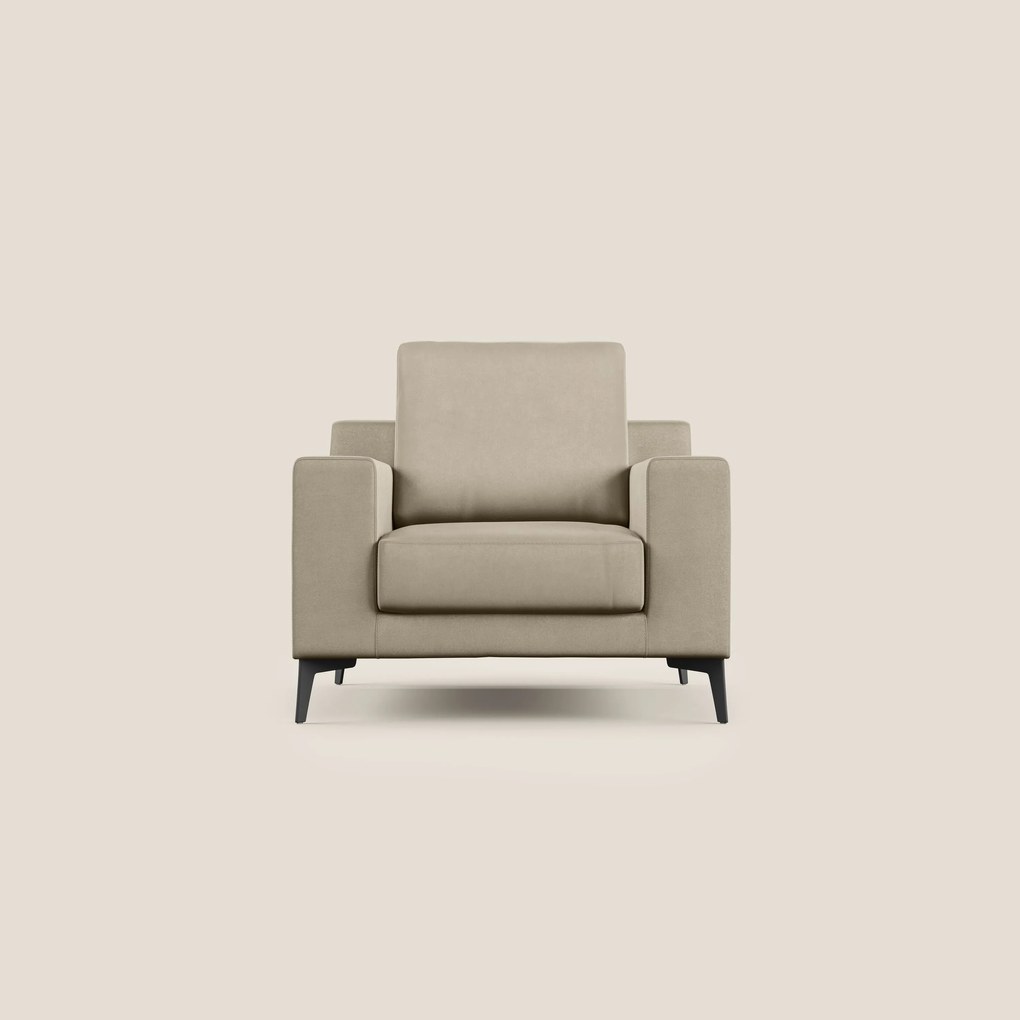 Prestige poltroncina moderna in microfibra smacchiabile T11 tortora