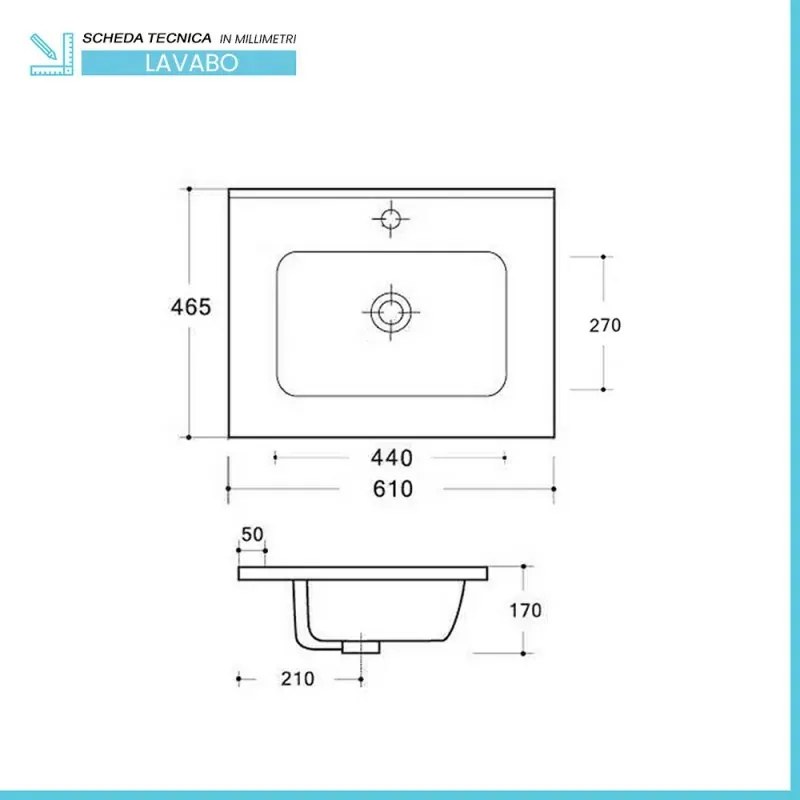 Mobile bagno sospeso cannettato 60 cm noce canaletto con lavabo Bali