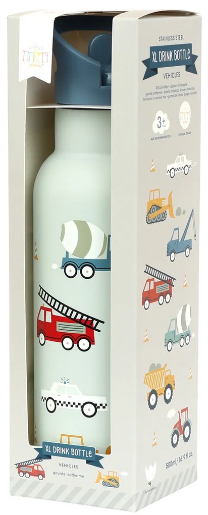 A Little Lovely Company - borraccia in acciaio inox, 500 ml - veicoli