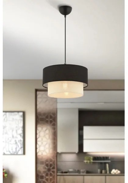 Lampada a sospensione ECHO con cavo 1xE27/60W/230V, nero/crema