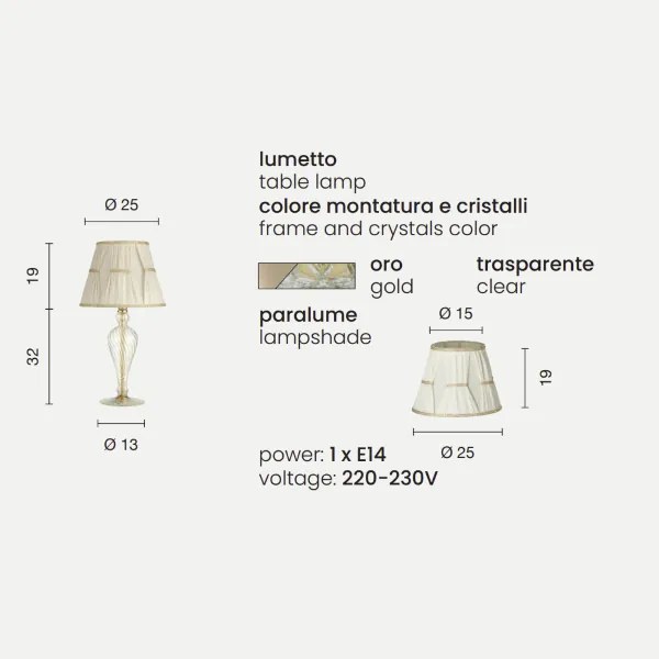 Lampada da tavolo 25x51 cm ROXANNE in vetro soffiato lavorato a mano