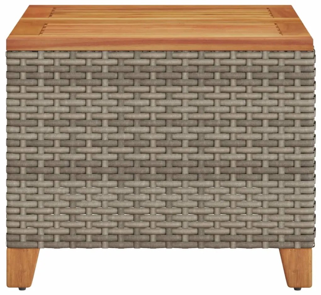 Tavolo da giardino grigio 45x45x37 cm polyrattan e legno acacia