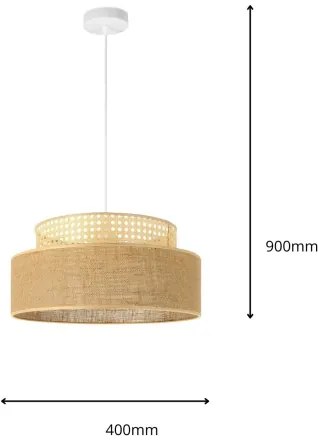 Lampadario a sospensione con filo BOHO 1xE27/60W/230V diametro 40 cm rattan