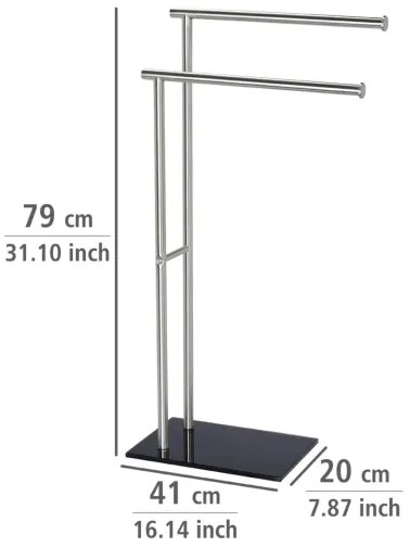 WENKO 20390100 - Porta asciugamani LIMA 41x79 cm acciaio inox/satinato/nero