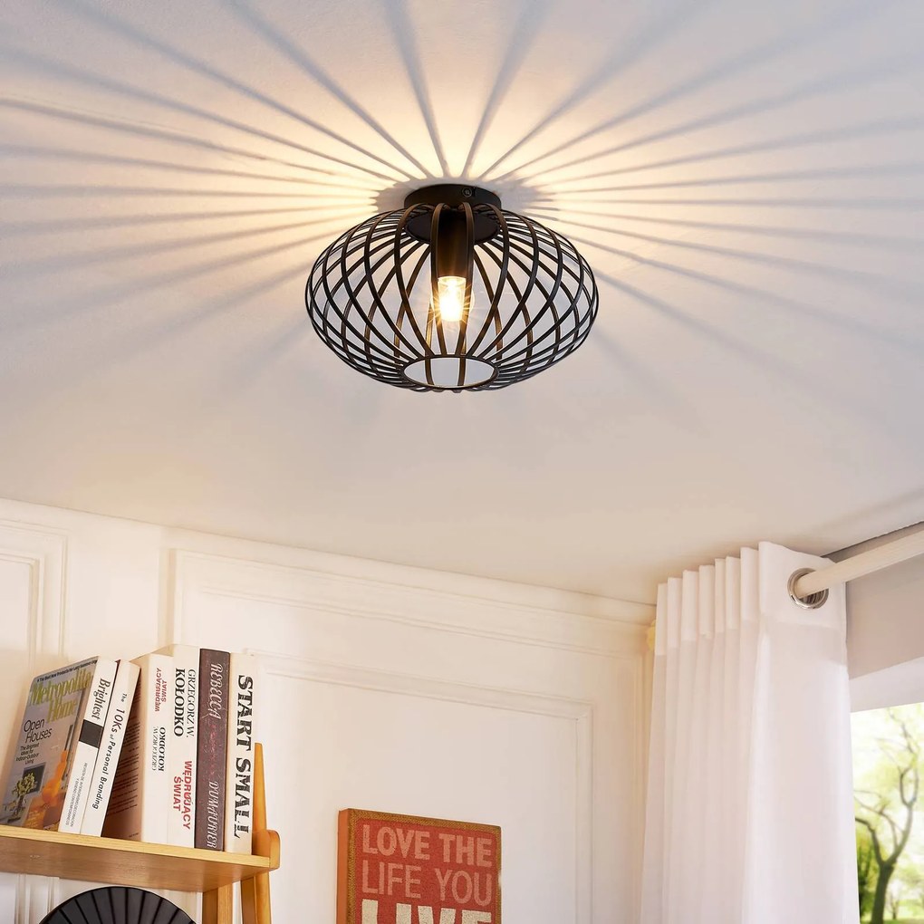 Plafoniera soffitto Maivi Lindby, dimmerabile, Nero, Soggiorno / Sala da pranzo, Metallo, Moderno, Plafoniera