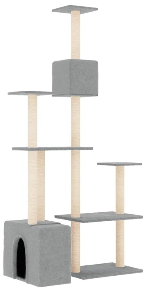 Albero per gatti con tiragraffi in sisal grigio chiaro 180 cm