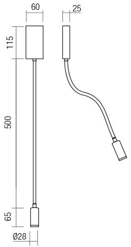 Redo 01-4475 - WALLIE Lampada flessibile LED 3W/230V USB CRI 90 bronzo