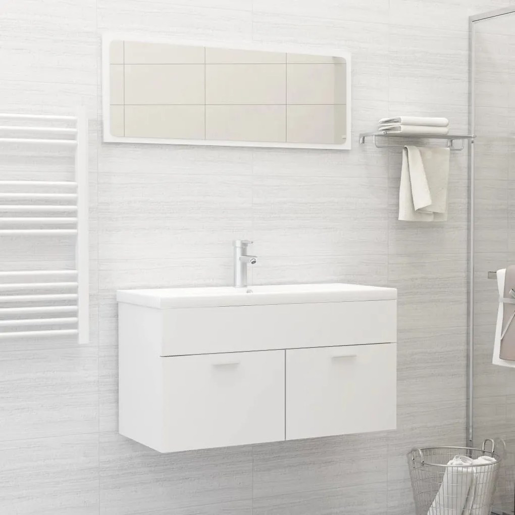 Set Mobili Da Bagno Bianco İn Truciolato /