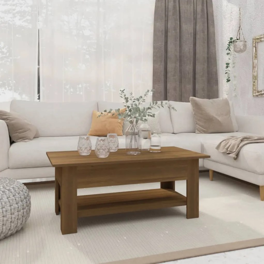 Tavolino Da Salotto Rovere Marrone 102x55x42 Cm İn Truciolato /