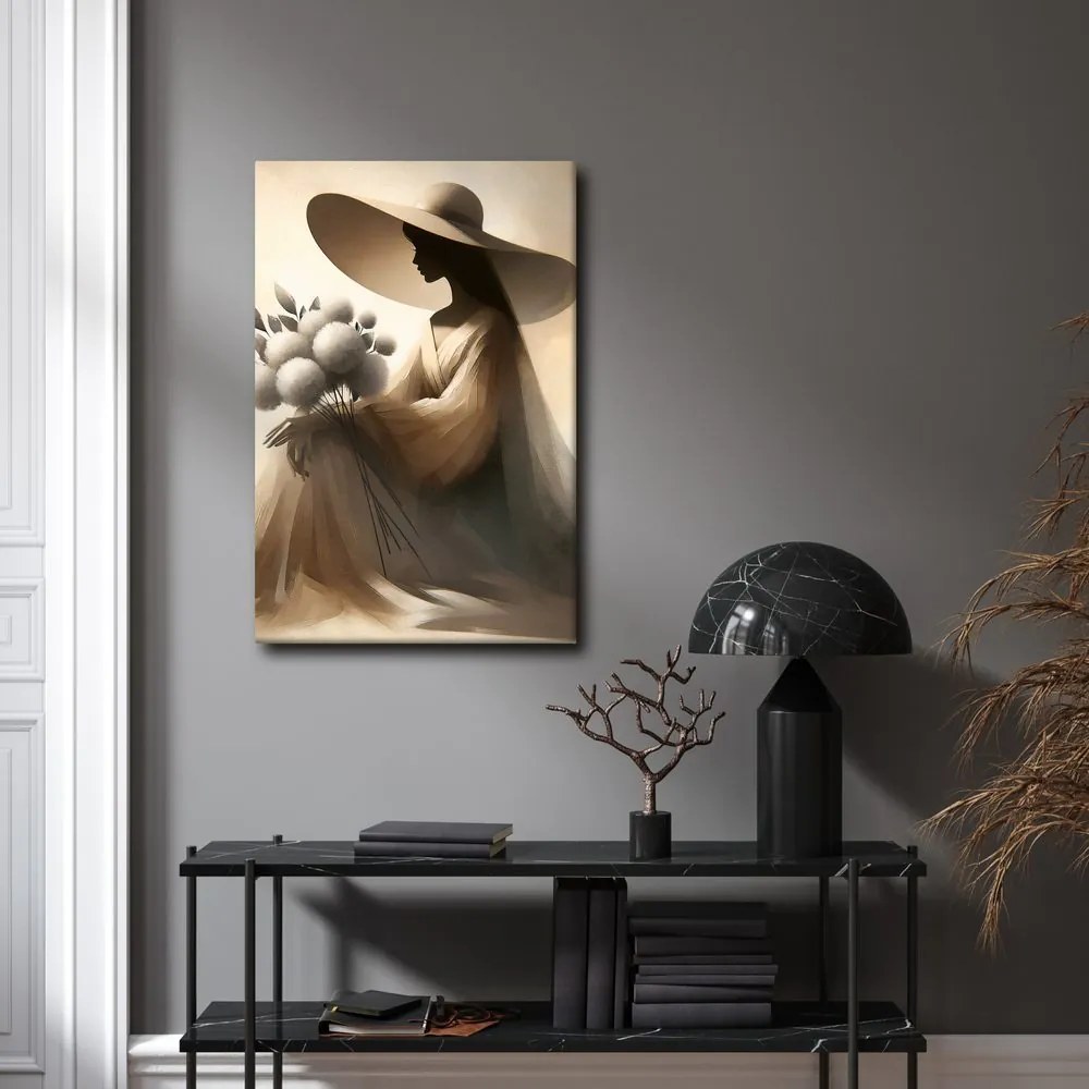 Quadro su tela – Donna elegante con fiore