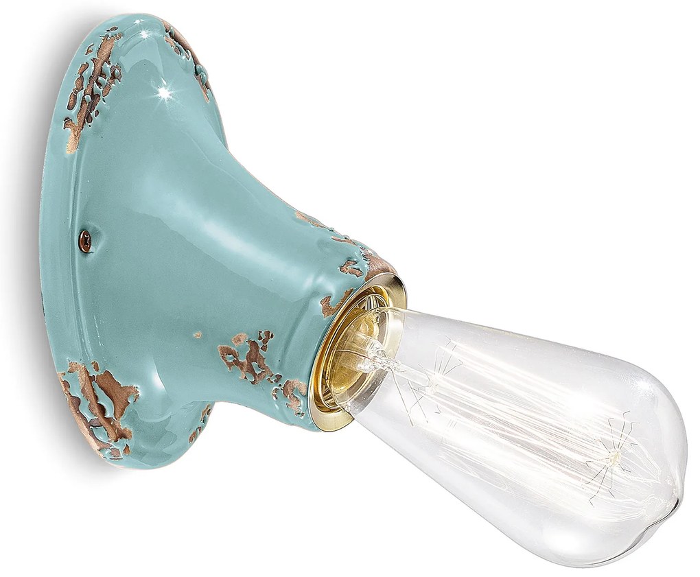 Applique Vintage Senza Diffusore Ceramica Azzurro 1 Luce E27