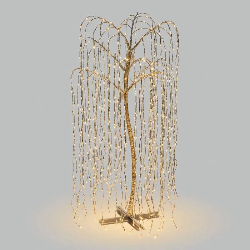 Figura natalizia illuminata con rami cadenti 1024 lampadine bianco caldo H 200 cm