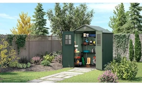 Casetta Da Giardino In Resina 190x183x221H Cm Darwin Verde 6x6 Con Finestre Keter