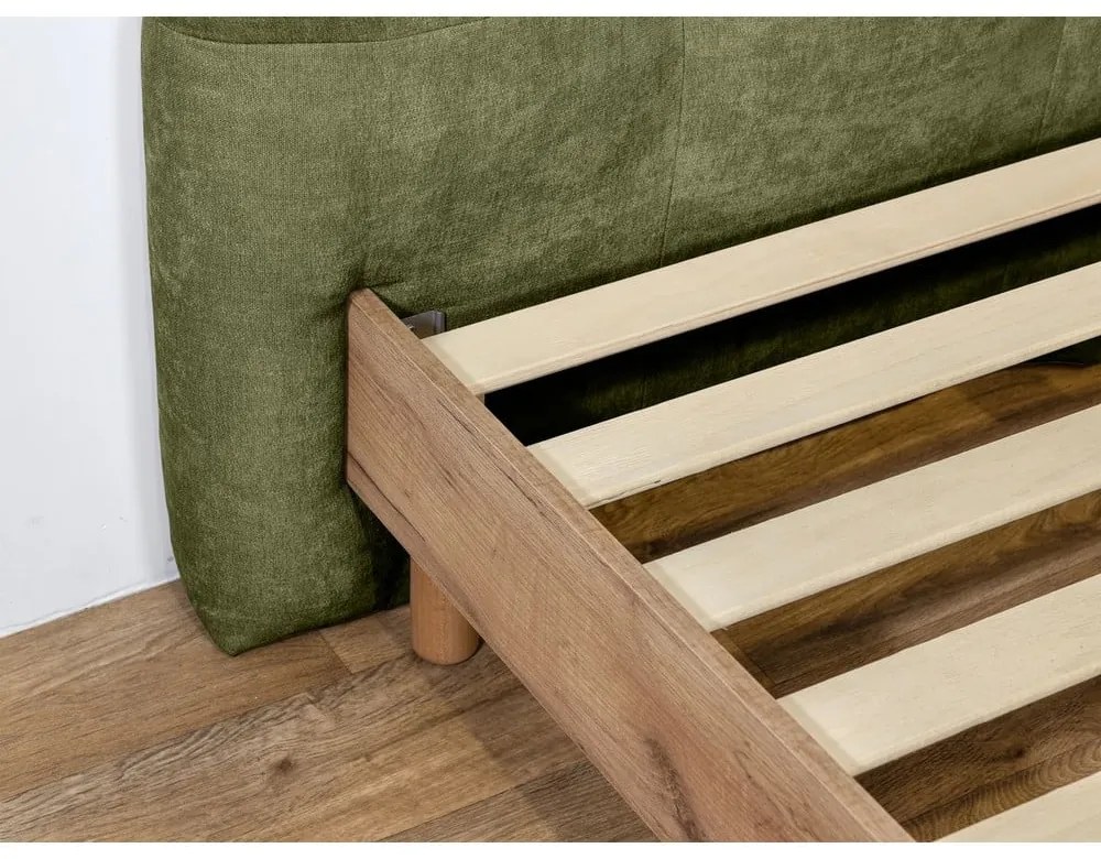 Letto matrimoniale imbottito verde rete inclusa 180x200 cm Kumo - Bobochic Paris