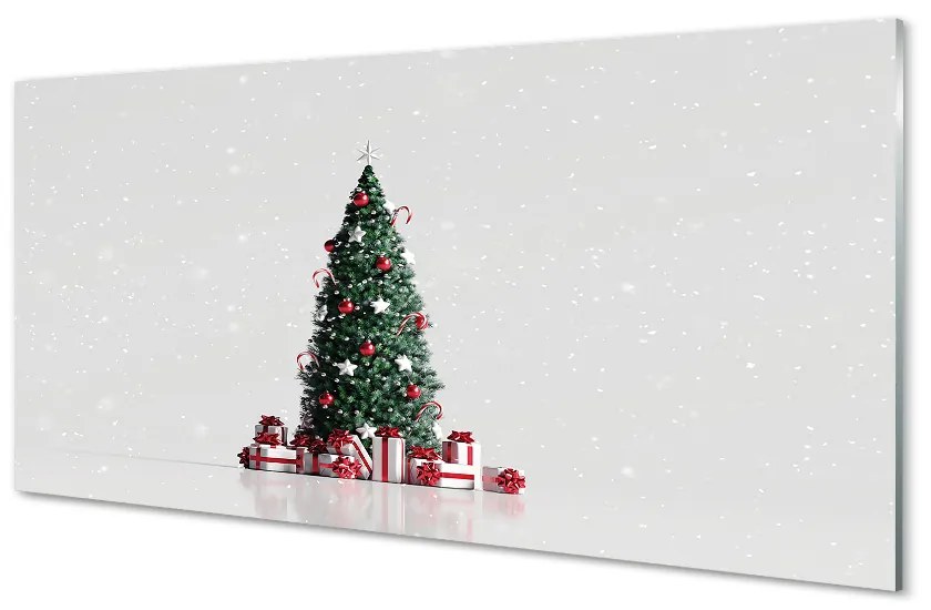 Quadro su vetro Alberi di natale, decorazioni e regali 100x50 cm