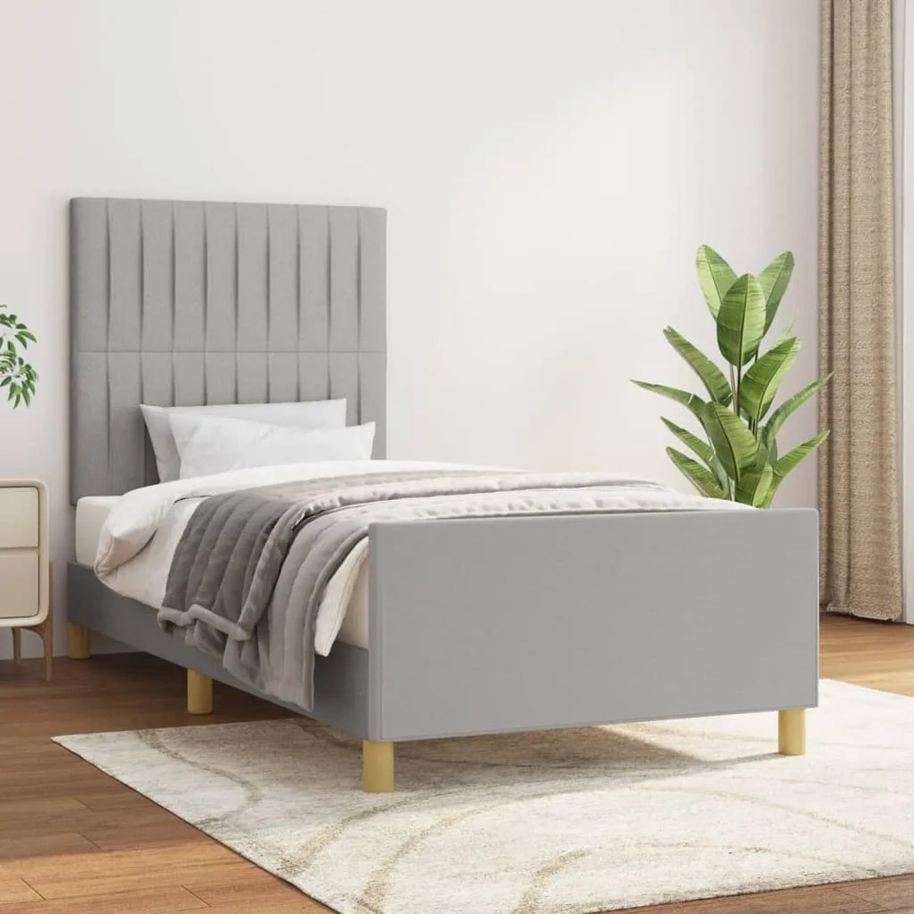 Giroletto Senza Materasso Grigio Chiaro 90x200 Cm Tessuto /