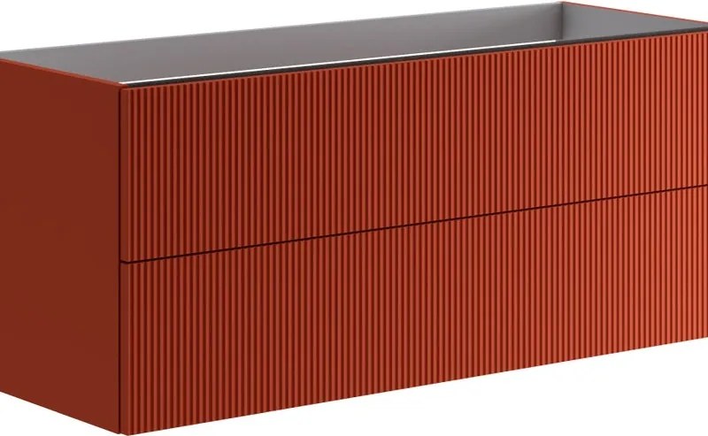Mobile da bagno sospeso sotto lavabo Opera 2 cassetti L 119.5 x H 50 x P 45.5 cm paprika opaco cannettato