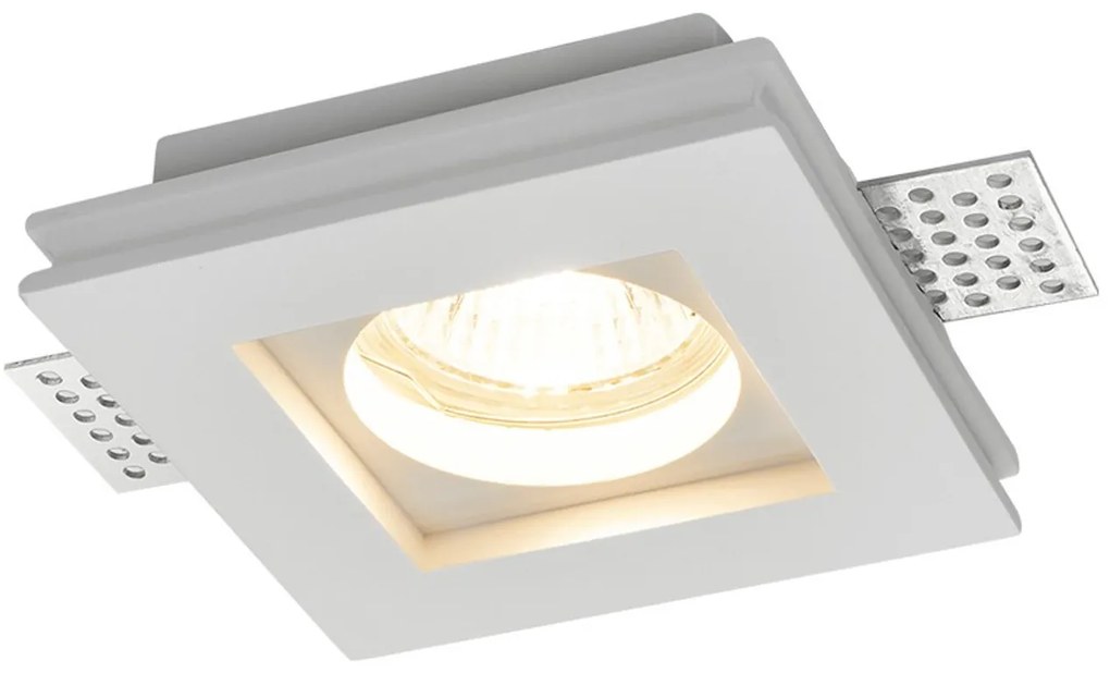 Portafaretto GU10 e MR16 Quadrato Gesso Pitturabile Ø100x100 mm
