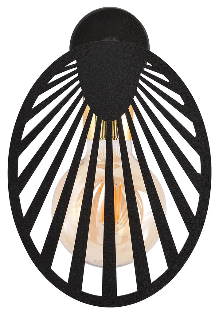 Applique Contemporanea 1 Luce Lira In Acciaio Nero E Oro