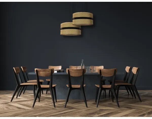 Duolla - Lampadario a sospensione con filo DUO 1xE27/15W/230V diametro 40 cm rattan/nero