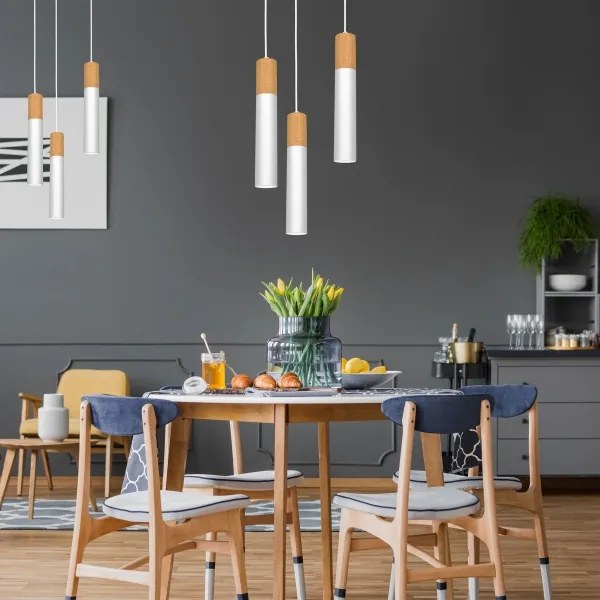 Lampadario a sospensione con filo CASSA 3xGU10/8W/230V bianco