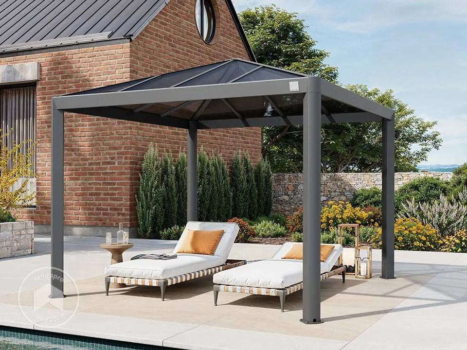 PRIMEYARD Gazebo da giardino 3x3m, Hardtop, senza teli laterali - (300659)