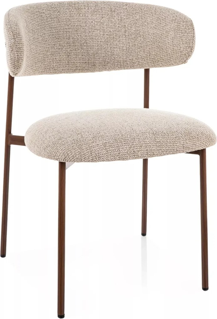 Sedia ELTON D Noelle in tessuto beige 30 con struttura effetto noce