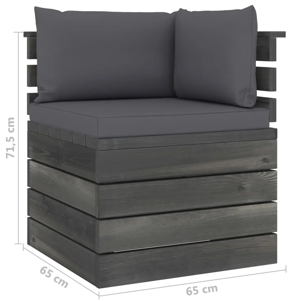 Set Divani da Giardino su Pallet 9 pz con Cuscini Massello Pino