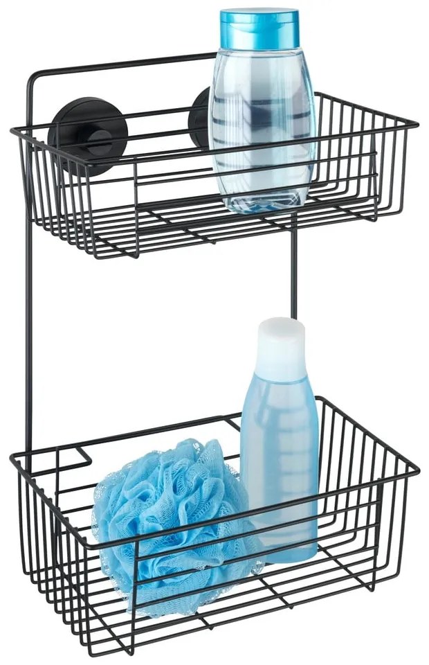 Mensola a muro nera a due livelli per il bagno Vacuum-Loc® Pavia Bari - Wenko