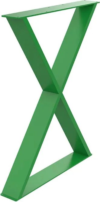 Gamba per mobili a X STEELMI Cross in acciaio verde lucido L 58 x P 8 x H 71 cm