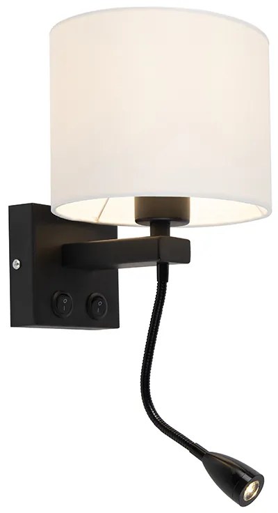 Lampada da parete moderna nera con paralume bianco - Brescia