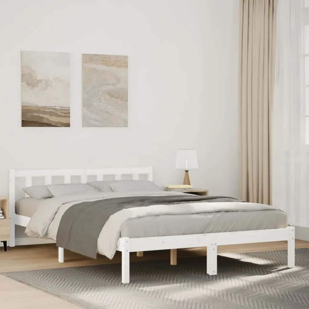 Letto Extra Lungo Senza Materasso 160x210 Cm İn Legno Di Pino /