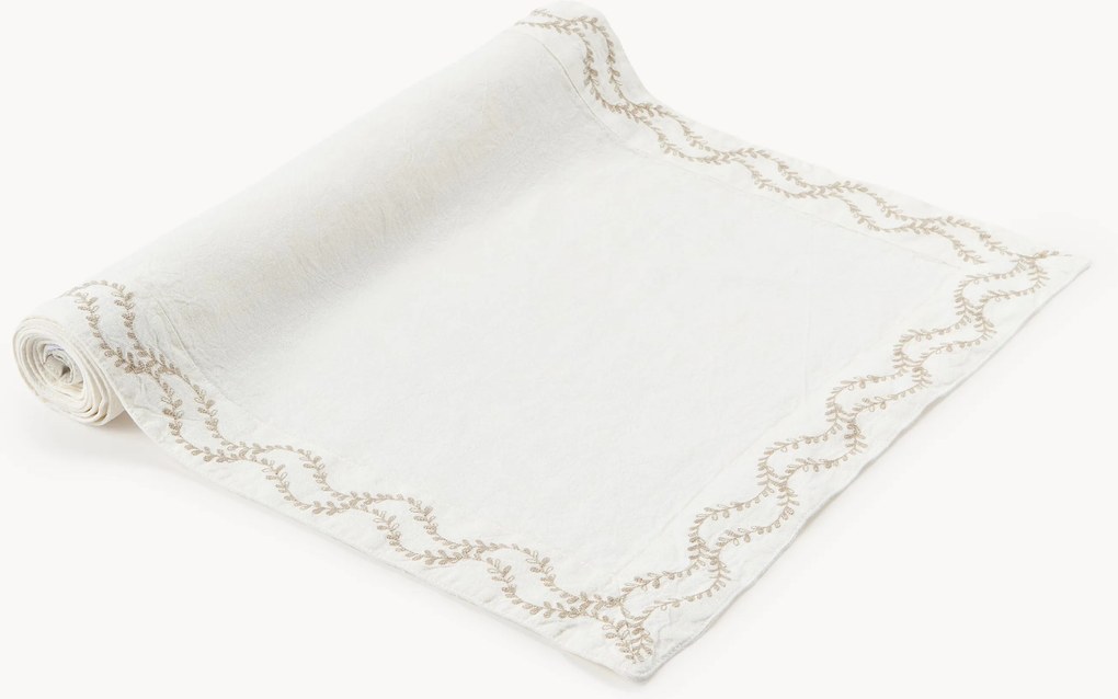 Runner da tavola in lino lavato ricamato a mano Ivy