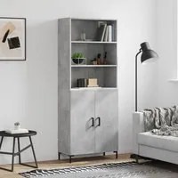 Credenza Grigio Cemento 69,5x34x180 cm in Legno Multistrato 3189257