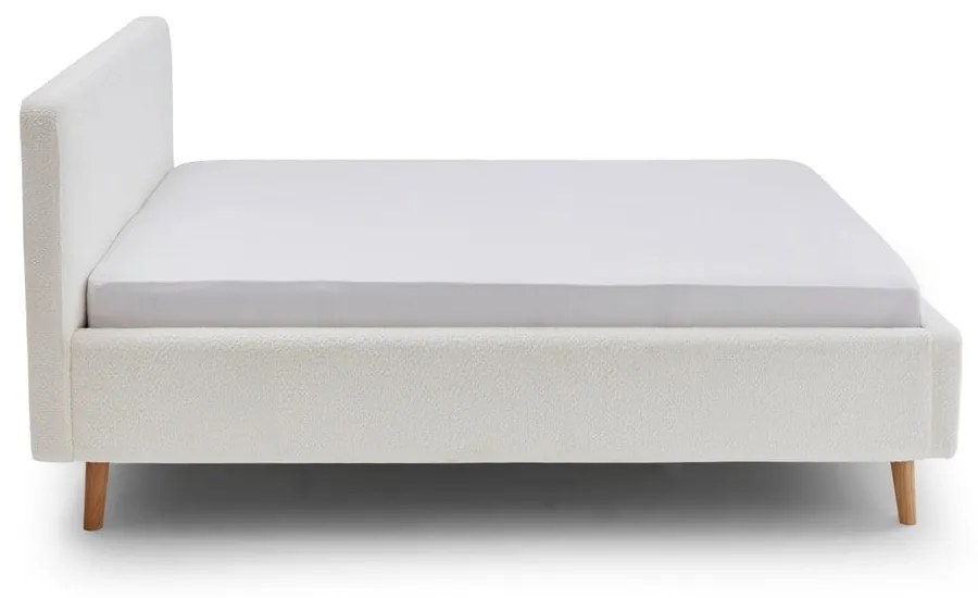 Letto matrimoniale imbottito bianco con contenitore con rete inclusa 180x200 cm Mattis – Meise Möbel