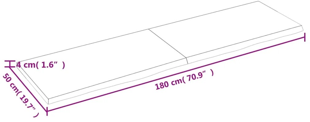 Ripiano Muro Marrone 180x50x(2-4) cm Massello Rovere Trattato