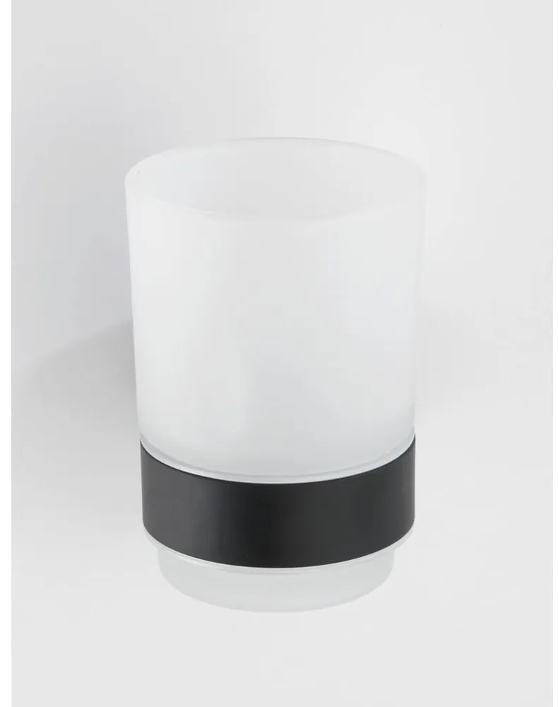 Bicchiere in vetro nero opaco da parete per spazzolini da denti Bosio - Wenko