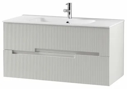 Mobile bagno da 100 cm sospeso 2 cassetti Grigio Perla - RIGHE