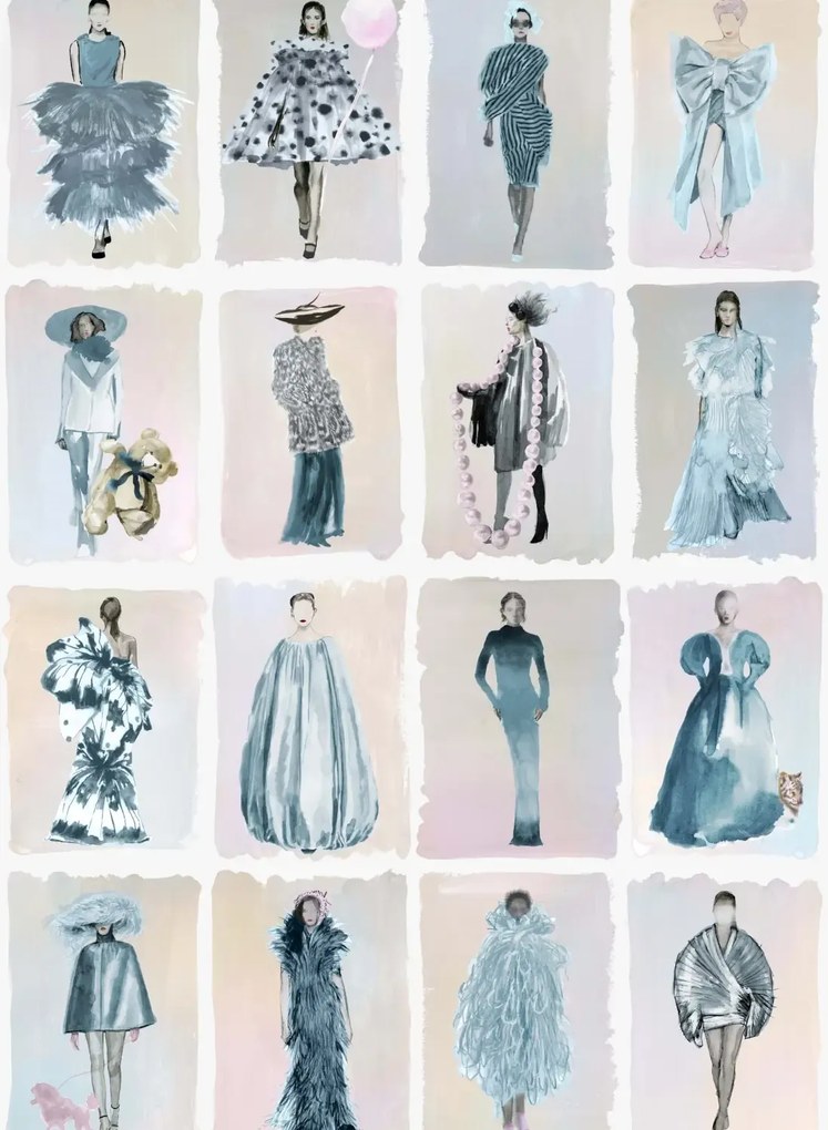 Cole & Son Carta da parati Couture Carousel - China Blue