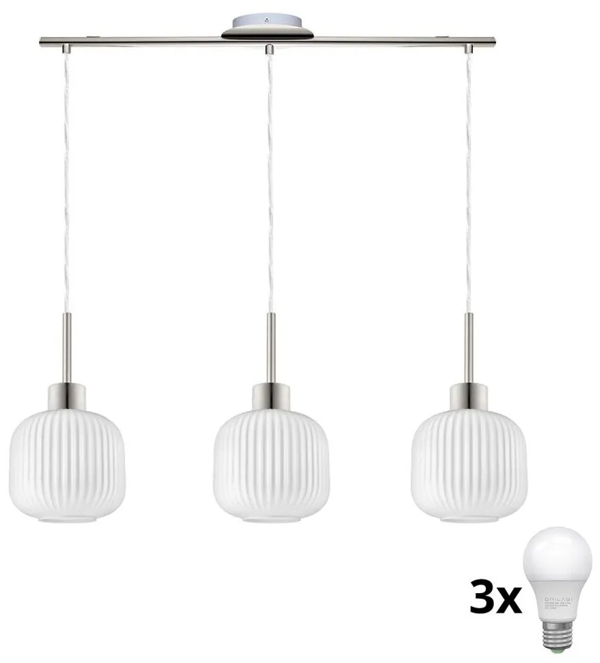 Lampadario LED su cavo HARMA 3xE27/60W/230V cromo satinato/bianco